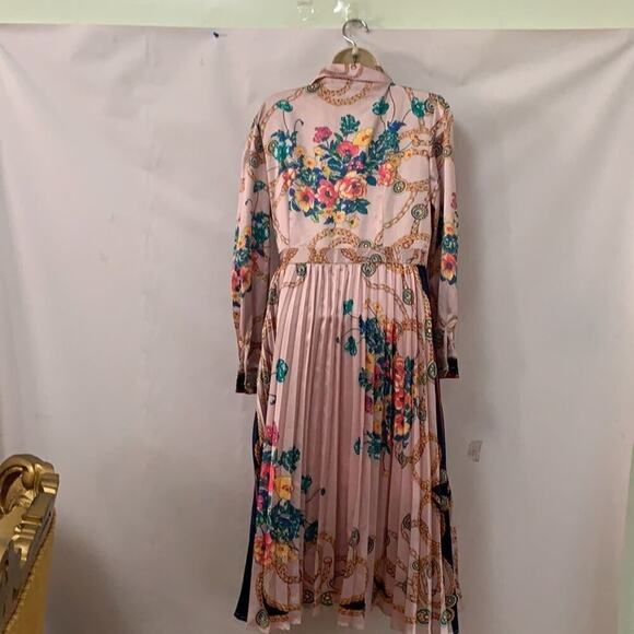 DALIA MACPHEE FLORAL PLEATED‎ TIE NECK DRESS SIZE M - Picture 4 of 10